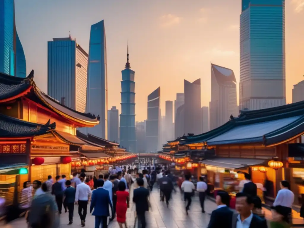 Ciudad asiática en crecimiento y desarrollo Ciudad asiática con rascacielos, arquitectura tradicional y moderna