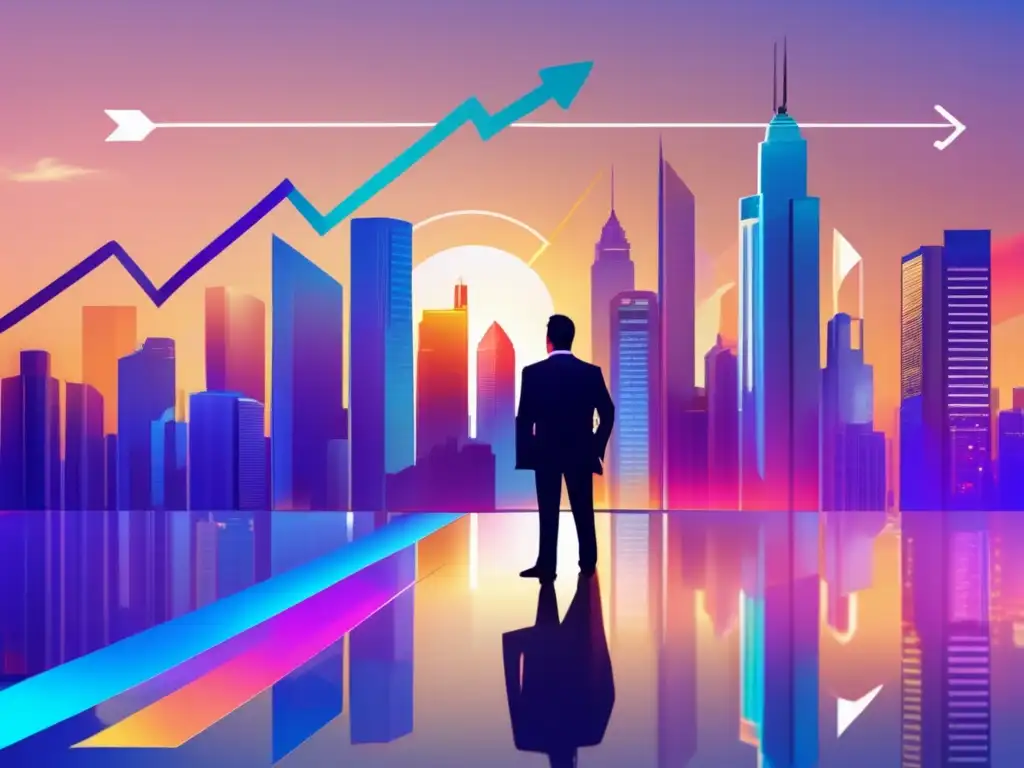 Oportunidades de inversión en el horizonte de la ciudad Ciudad al atardecer: rascacielos modernos, inversión inmobiliaria y evitar errores fatales