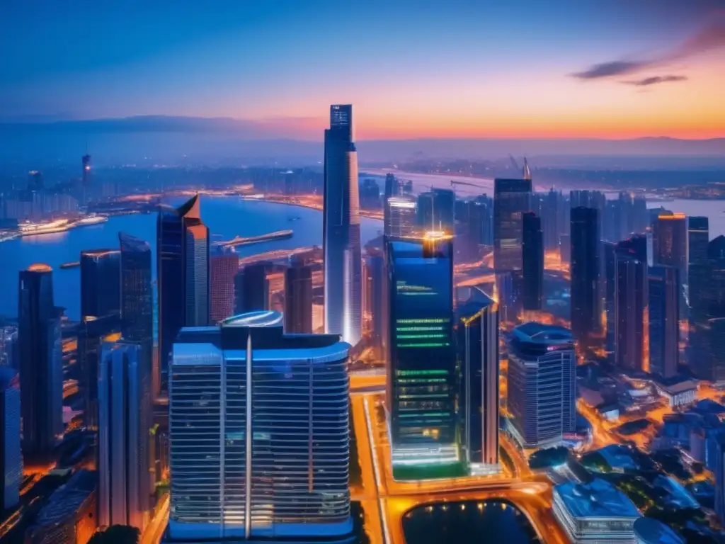 Ciudad moderna al atardecer Ciudad en crecimiento: Fondos inmobiliarios mercados emergentes