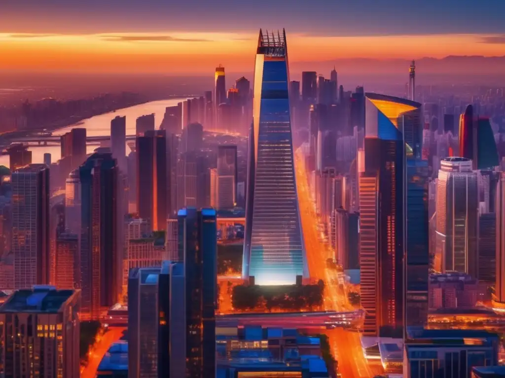 Ciudad multicultural y moderna al atardecer Ciudad diversa al atardecer: Estrategias de inversión diversificadas