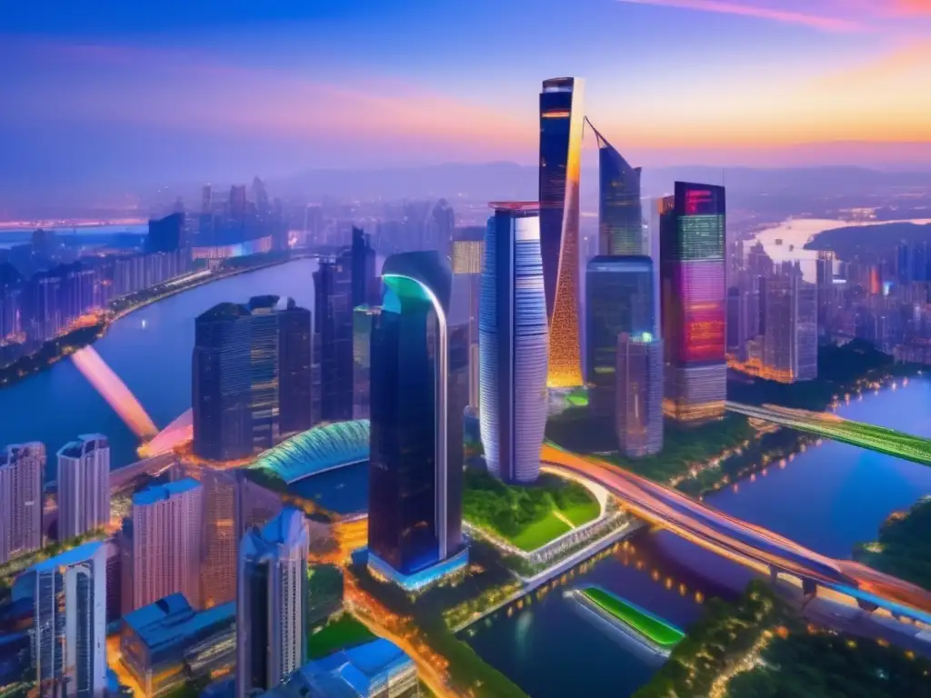 Ciudad diversa y vibrante al anochecer Ciudad diversa al atardecer: Importancia de diversificar cartera