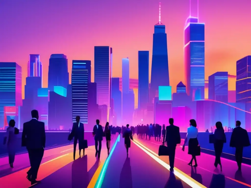 Ciudad en declive: luces neón y desempleo Ciudad en recesión económica: señales de recesiones económicas