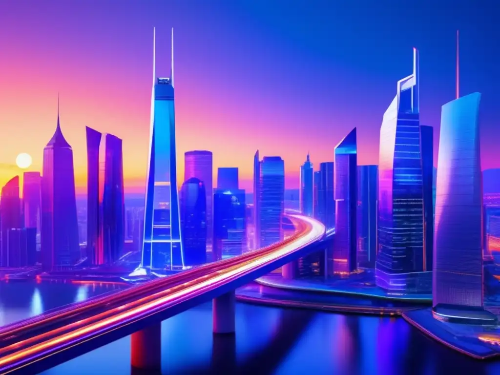 Futuro financiero: Ciudad moderna y vibrante Ciudad financiera futurista al atardecer - Mitos sobre diversificación de inversiones
