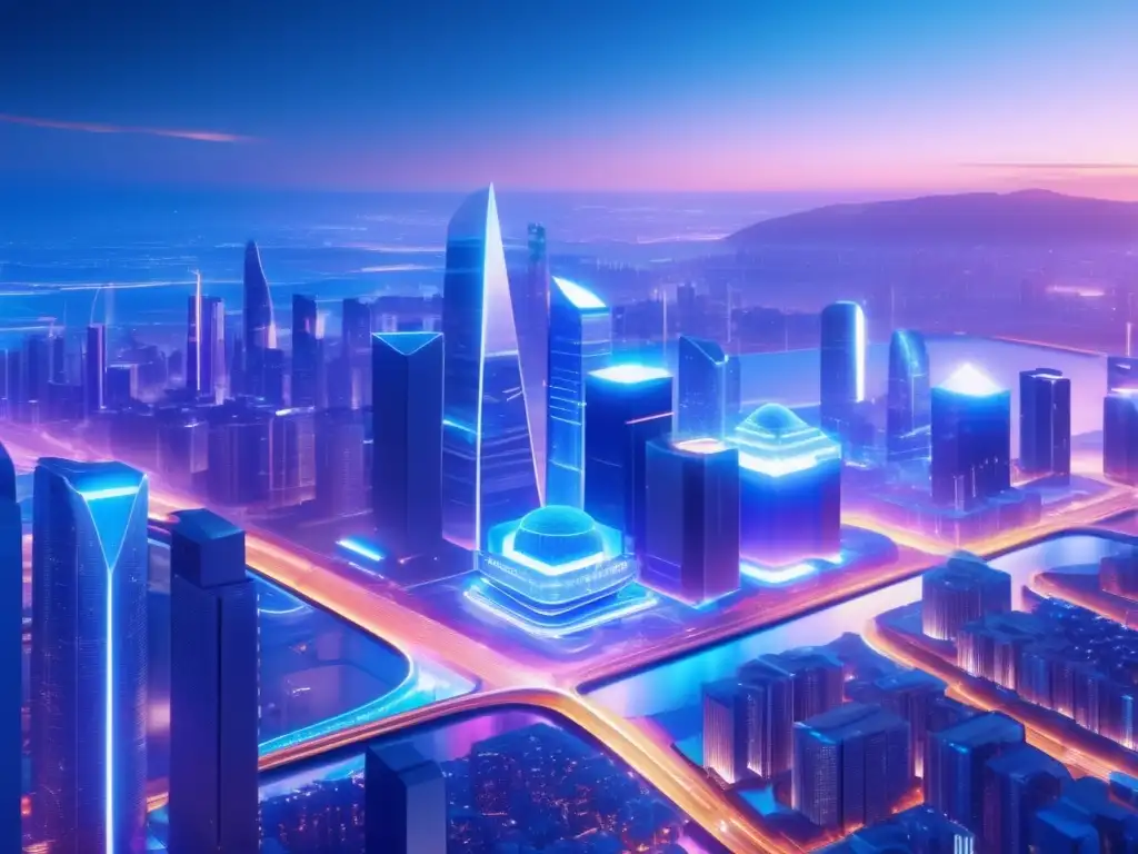 Futuro de Litecoin en ciudad futurista Ciudad futurista con Litecoin como alternativa a Bitcoin