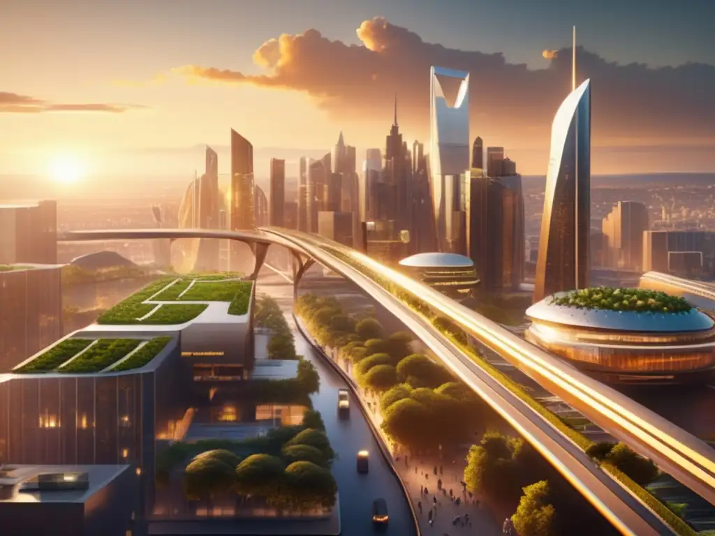 Ciudad futurista: responsabilidad social corporativa Ciudad futurista con arquitectura sostenible: Empresas responsabilidad social invertir