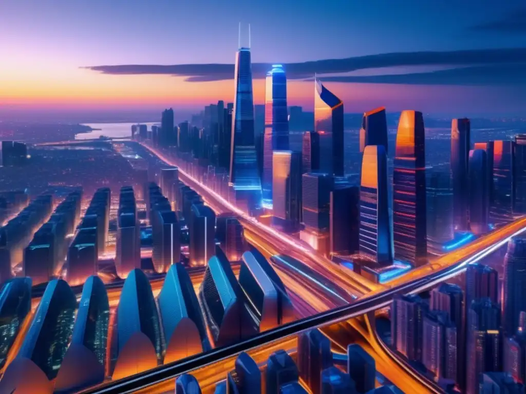 Futurista metrópoli nocturna Ciudad futurista en criptomonedas: Participación comunitaria