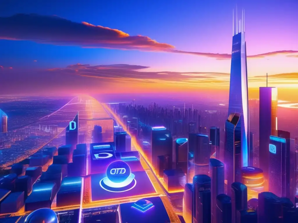 Futuro cripto-ciudad: innovación y progreso Ciudad futurista con criptomonedas: Potencial de criptomonedas más allá de Bitcoin