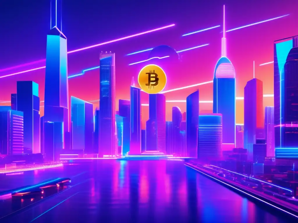 Ciudad futurista con criptomonedas Ciudad futurista con criptomonedas: riesgos y oportunidades