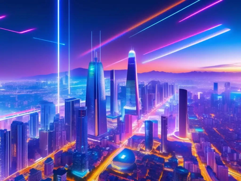 Metrópolis futurista: Revolución digital en mercados emergentes Ciudad futurista en revolución digital en mercados emergentes
