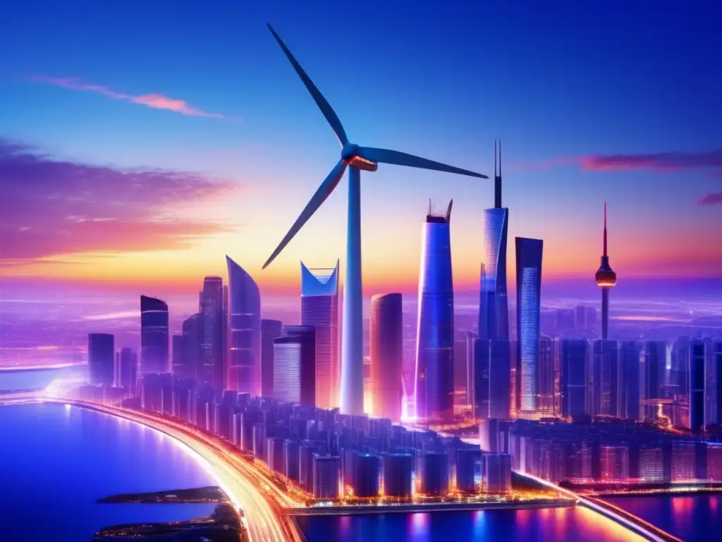 Ciudad futurista con energía renovable Ciudad futurista con energía renovable - Estrategias inversión acciones energía