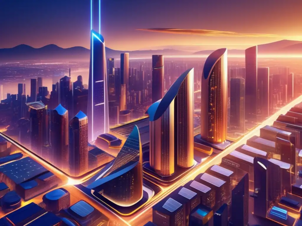 Futuro ciudad sostenible con energía renovable Ciudad futurista con energía renovable: Importancia de la transición global