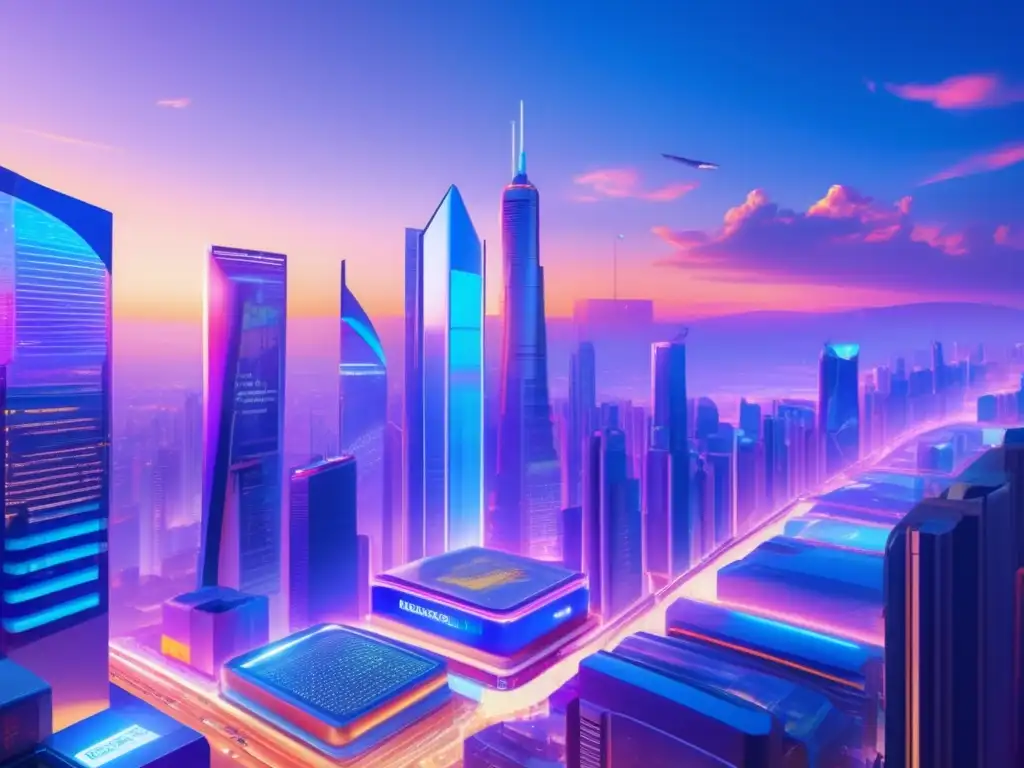 Futuro financiero con IA y desigualdad Ciudad futurista con IA en finanzas: Ética de la IA en finanzas