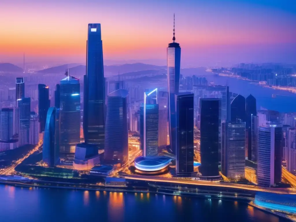 Horizonte urbano al anochecer: Regulaciones Fintech Ciudad futurista iluminada: Regulaciones Fintech España