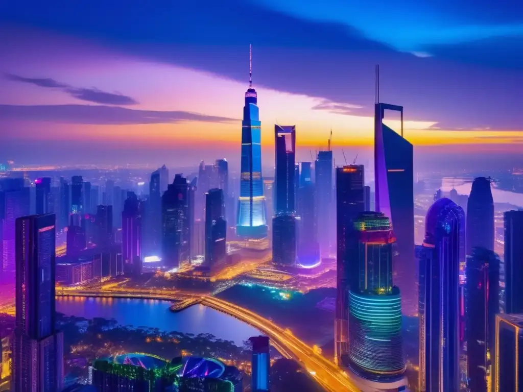 Ciudad futurista llena de vida y progreso Ciudad futurista con impacto social