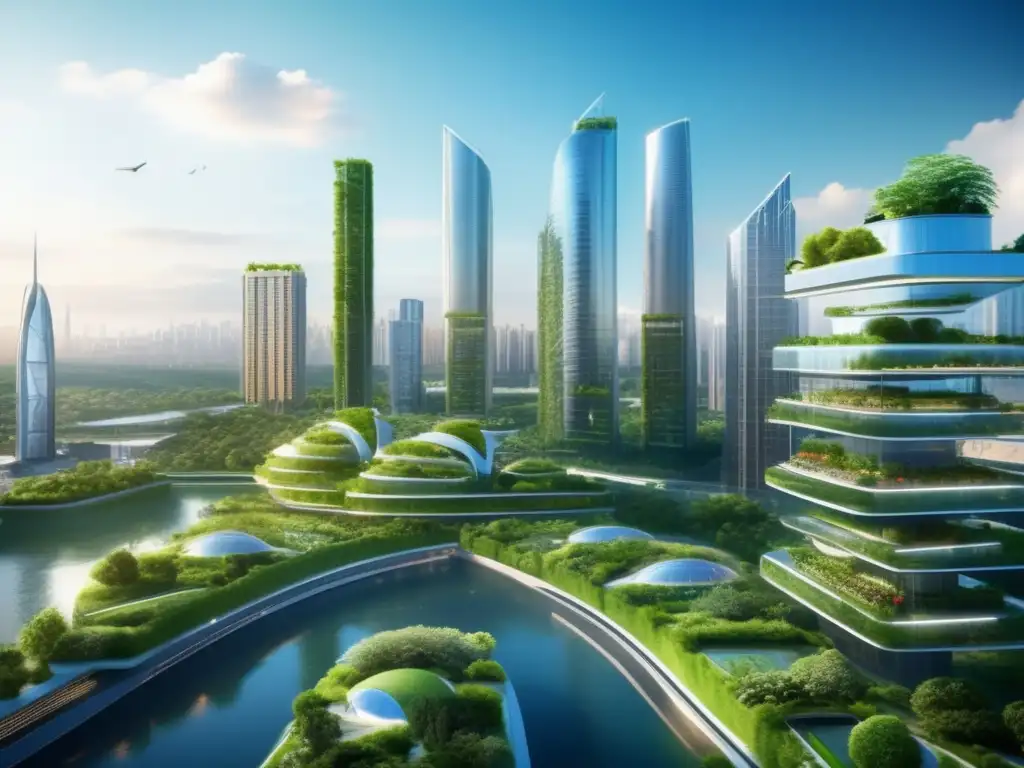 Metrópolis futurista con infraestructura sostenible Ciudad futurista con infraestructura sostenible y bonos verdes