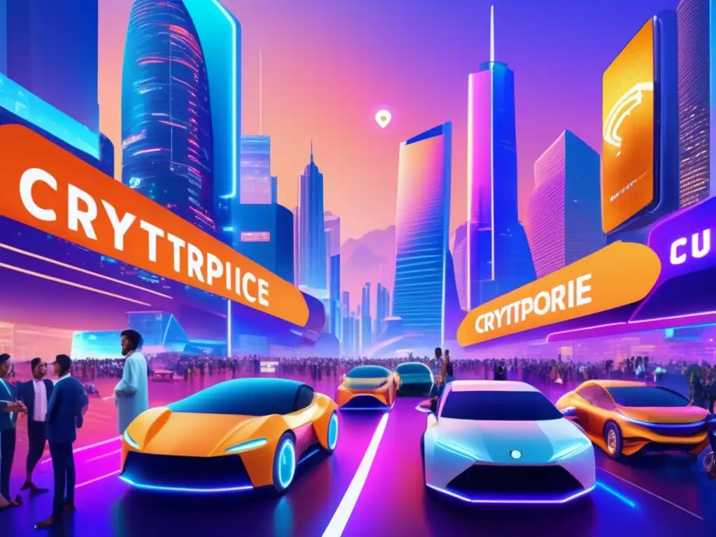 Futuro criptográfico en América Latina Ciudad futurista en América Latina con criptomonedas rentables