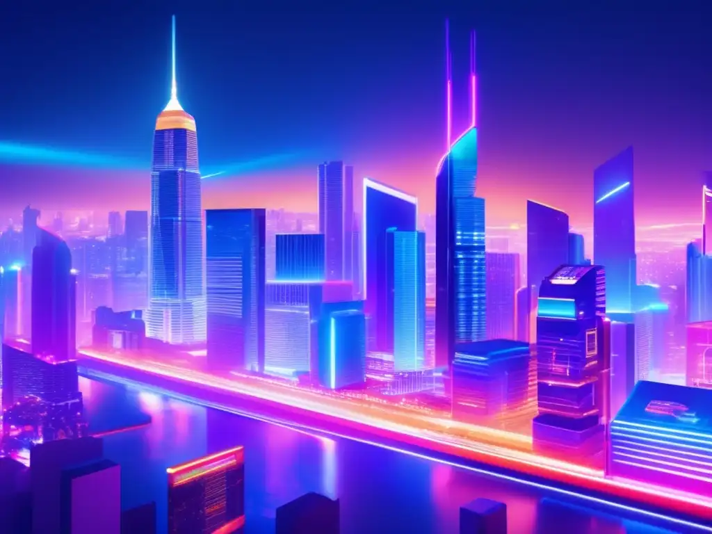 Ciudad futurista: tecnología y finanzas Ciudad futurista con microfinanzas móviles: inclusión financiera