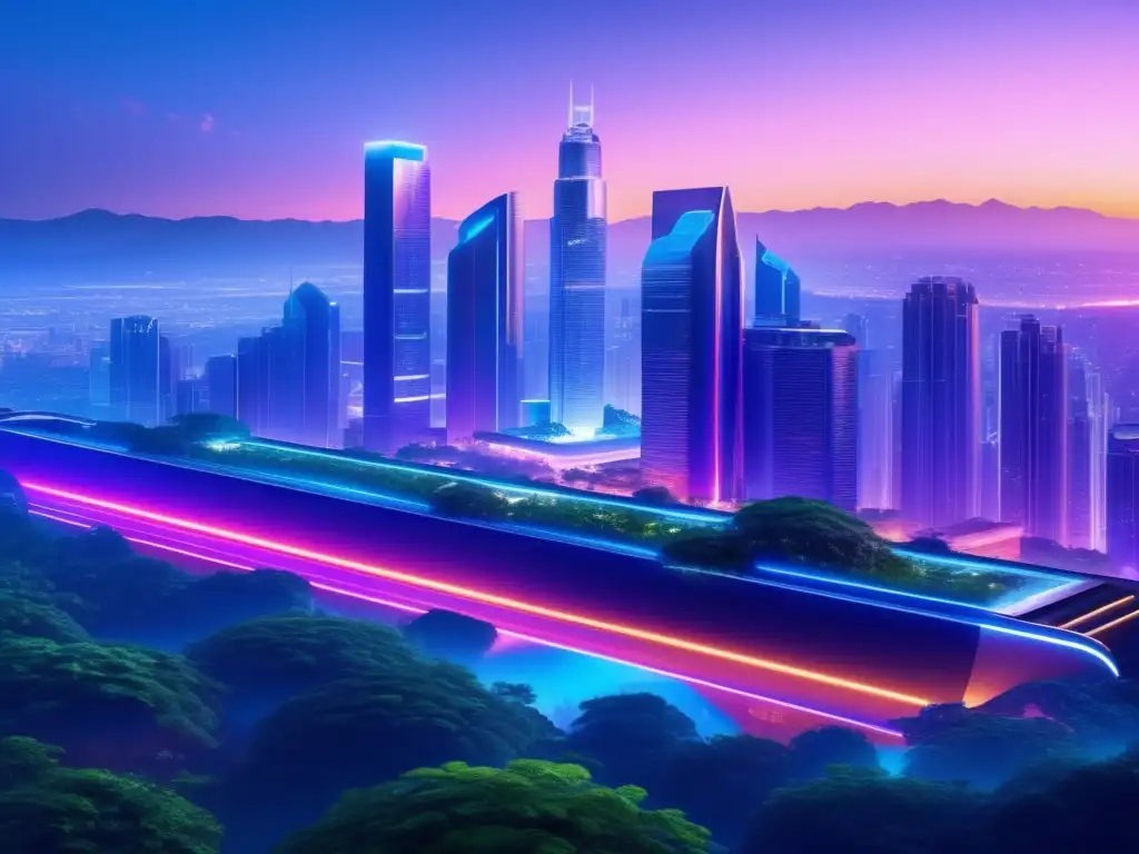 Futuro urbano en armonía Ciudad futurista en armonía con la naturaleza - Economía criptomonedas tokenomics entendiendo