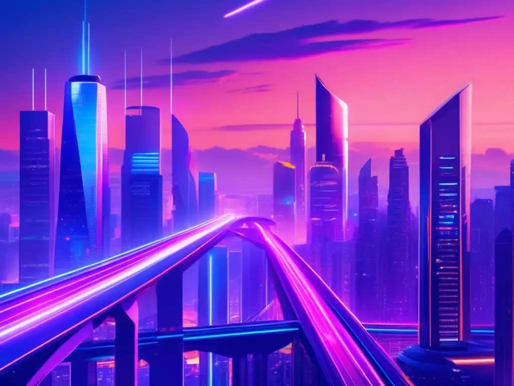 Futuro ciudad iluminada con gráficos de inversión Ciudad futurista con rascacielos iluminados y dashboard de inversiones en América Latina