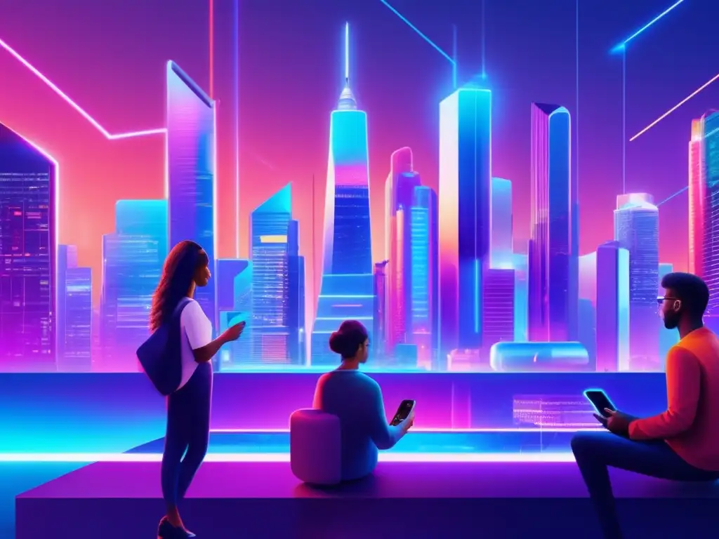 Ciudad futurista con rascacielos y tecnología Ciudad futurista con rascacielos y tecnología fintech