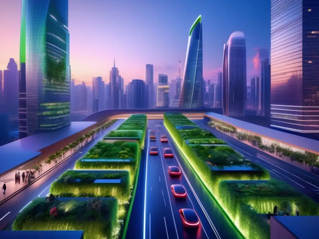 Ciudad sostenible con rascacielos verdes Ciudad futurista con rascacielos verdes y bonos verdes