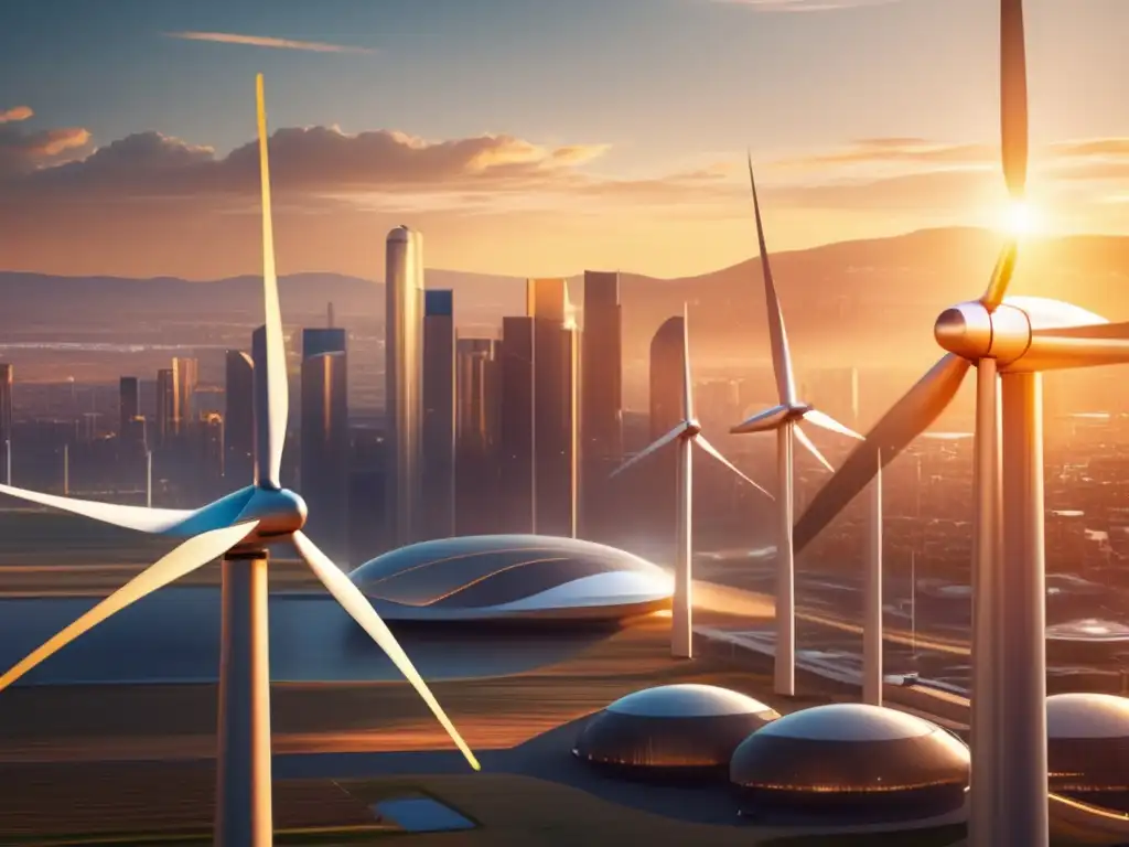 Ciudad futurista sostenible con energía limpia Ciudad futurista y sostenible: Inversión en sector energético a largo plazo