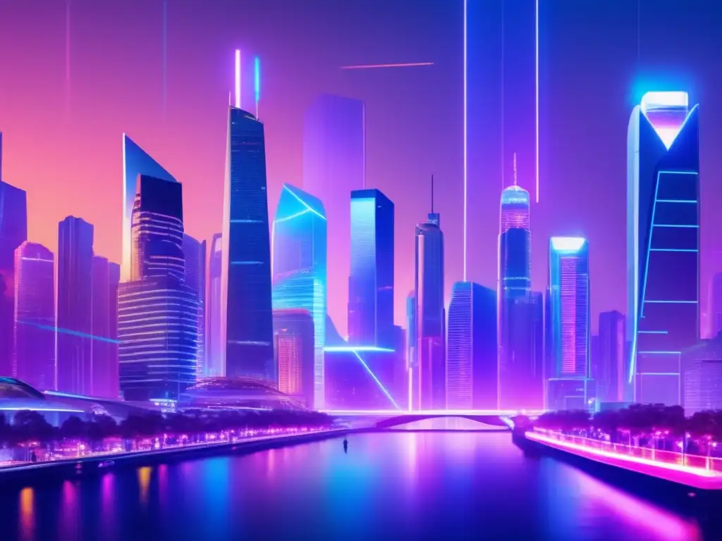 Ciudad futurista con tecnología financiera emergente Ciudad futurista con tecnologías financieras emergentes