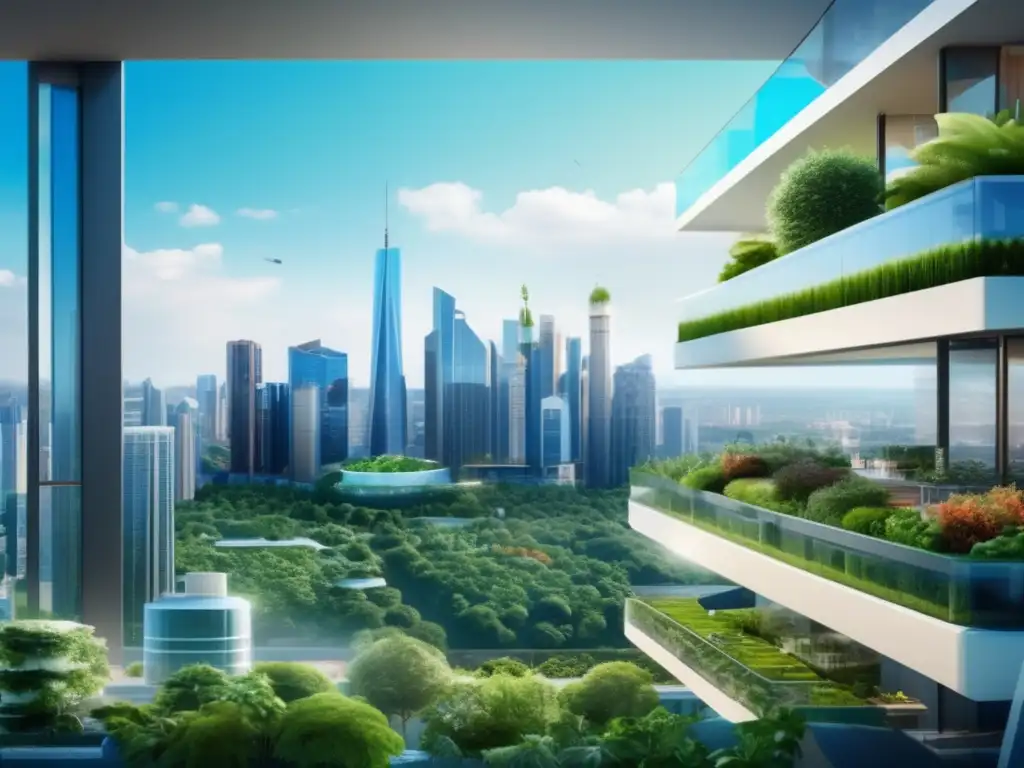Ciudad sostenible con naturaleza Ciudad moderna con arquitectura sustentable y naturaleza exuberante - Inversiones sostenibles fintech