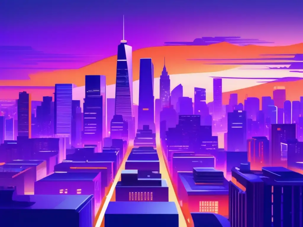Ciudad moderna al atardecer Ciudad moderna al atardecer con rascacielos iluminados y calles llenas de vida - Cómo proteger tus ahorros de la inflación