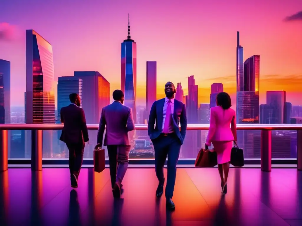 Ciudad moderna al atardecer con rascacielos y distrito financiero Ciudad moderna al atardecer con rascacielos relucientes y FOMO en finanzas: Últimas noticias y miedo