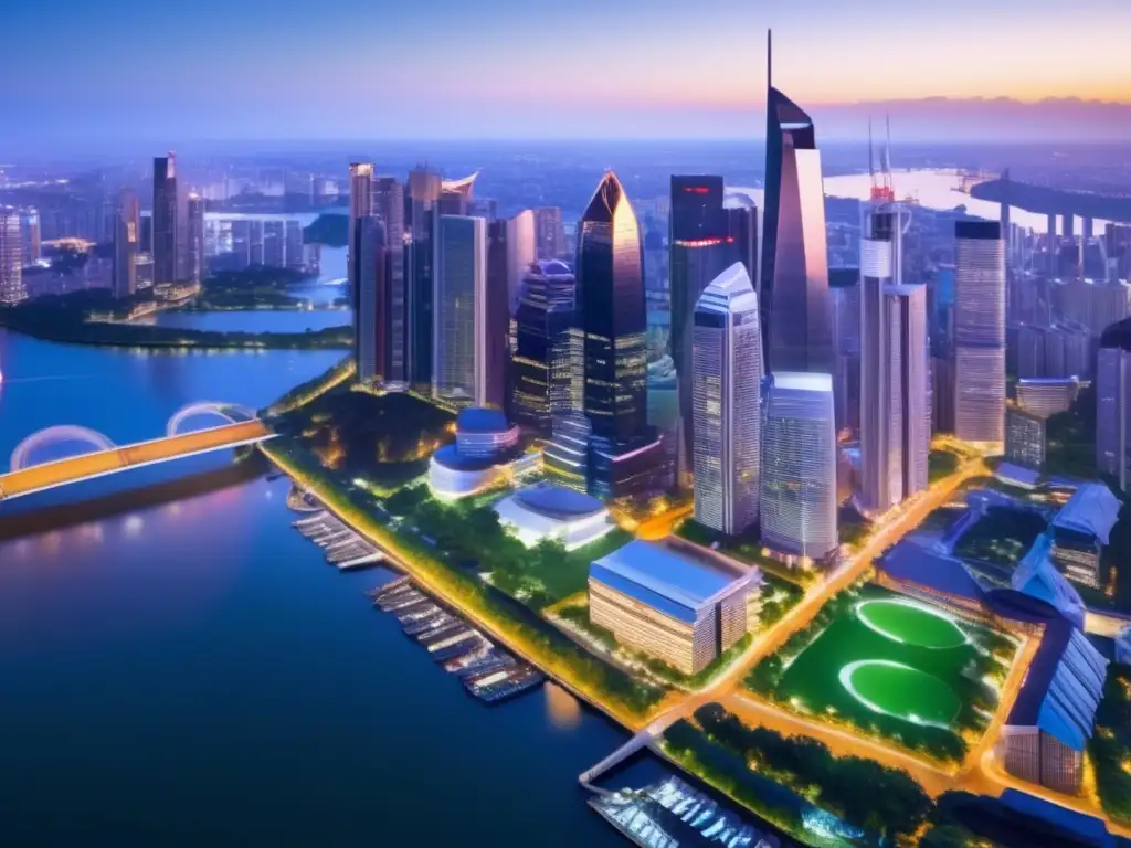 Ciudad moderna al atardecer Ciudad moderna al atardecer: Rentabilidad propiedad, análisis mercado