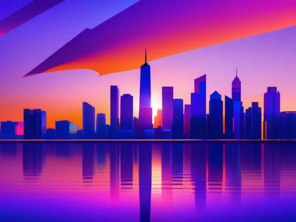 Ciudad moderna al atardecer, representando la inversión y la volatilidad Ciudad moderna al atardecer: inversión y volatilidad