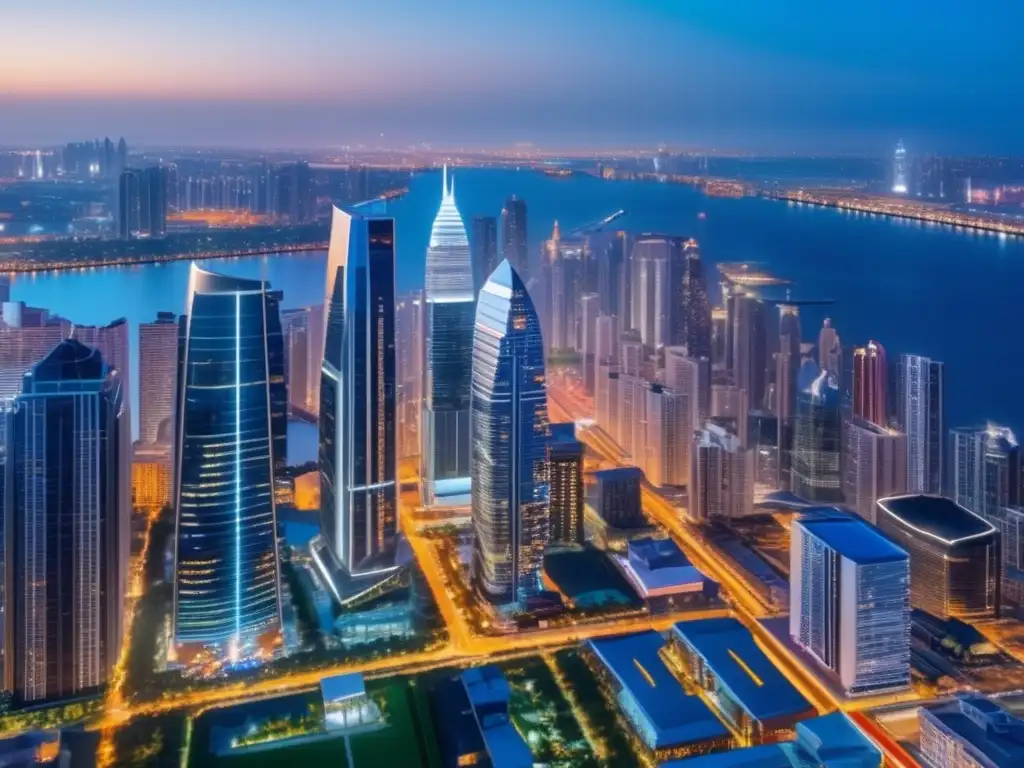 Diversidad de propiedades en ciudad moderna Ciudad moderna con rascacielos, condominios de lujo, townhouses y distrito comercial - Beneficios de diversificar cartera inmobiliaria