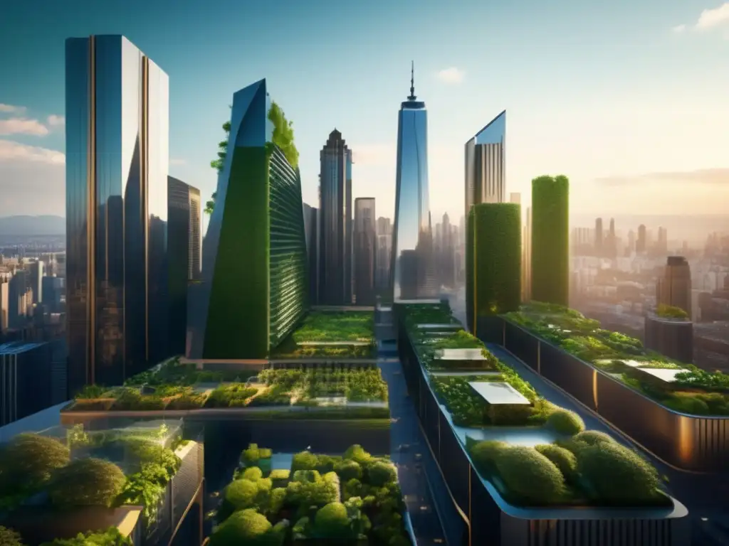 Ciudad sostenible y moderna Ciudad moderna con rascacielos verdes: Rentabilidad filantropía inversión