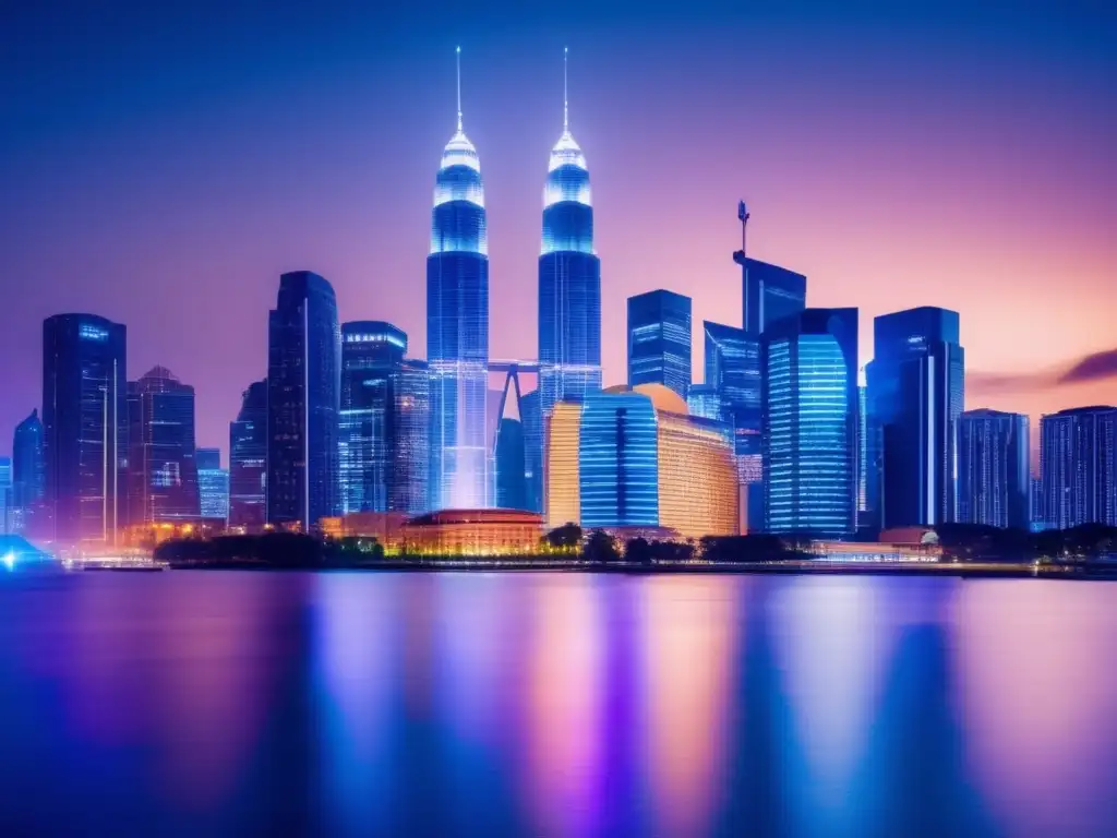 Ciudad nocturna: símbolo de la economía global Ciudad nocturna con rascacielos iluminados - Impuestos sobre la Renta de No Residentes en Inversiones