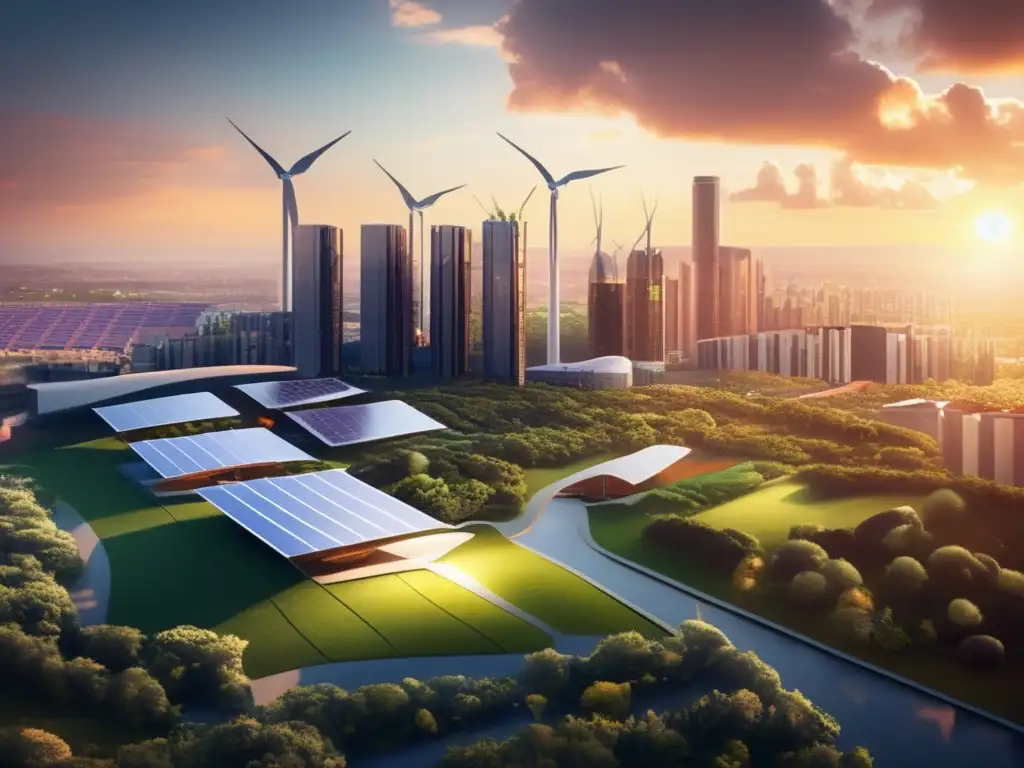 Ciudad sostenible: integración de naturaleza y energía renovable Ciudad sostenible: Beneficios de energías renovables