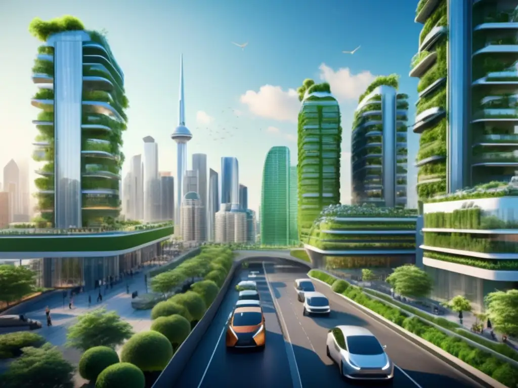 Ciudad sostenible con edificios verdes Ciudad sostenible con edificios verdes y energías limpias