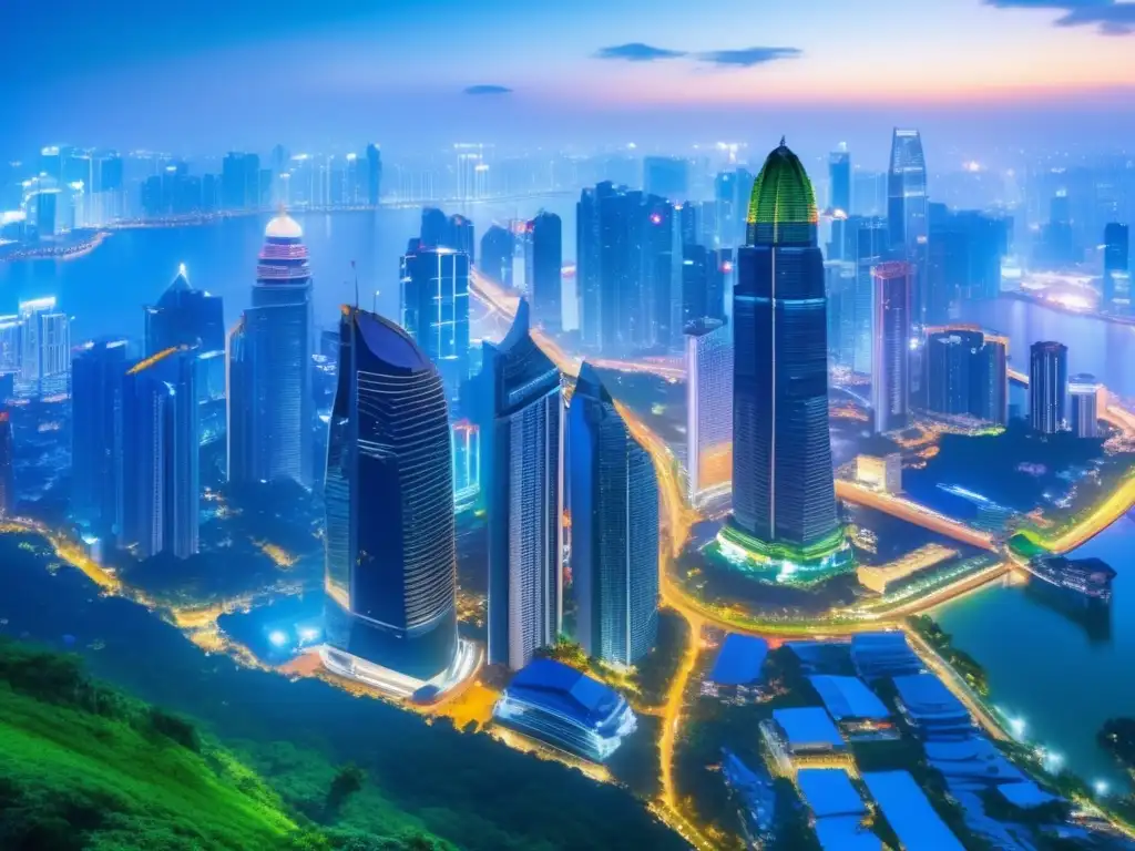 Oportunidades de inversión en ciudad de Asia Ciudad sudeste asiática vibrante y diversa, reflejando sectores clave de inversión como tecnología, finanzas, manufactura y turismo