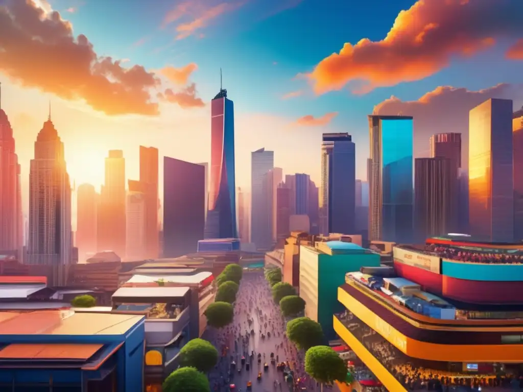 Ciudad vibrante y llena de oportunidades Ciudad vibrante al amanecer: Mercados emergentes para pequeños inversores