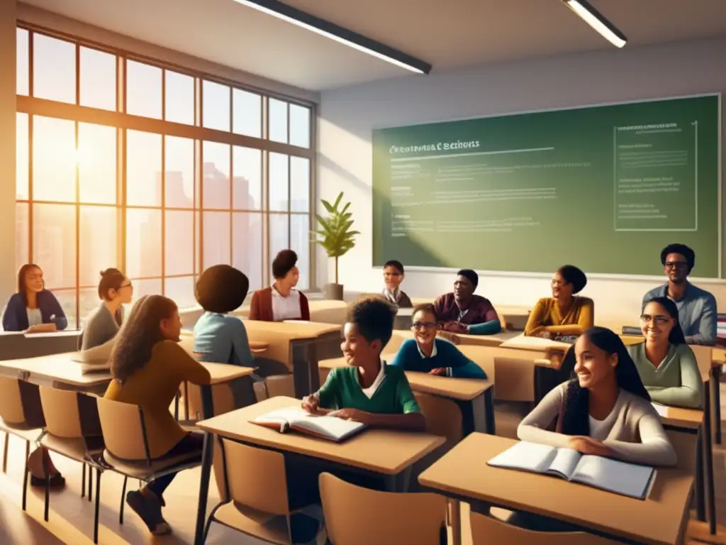 Aula moderna con estudiantes atentos y participativos Clase financiera con estudiantes atentos y participativos