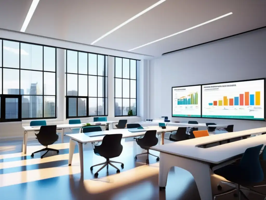 Aula financiera moderna y profesional Clase de inversión financiera con experto de Wall Street -