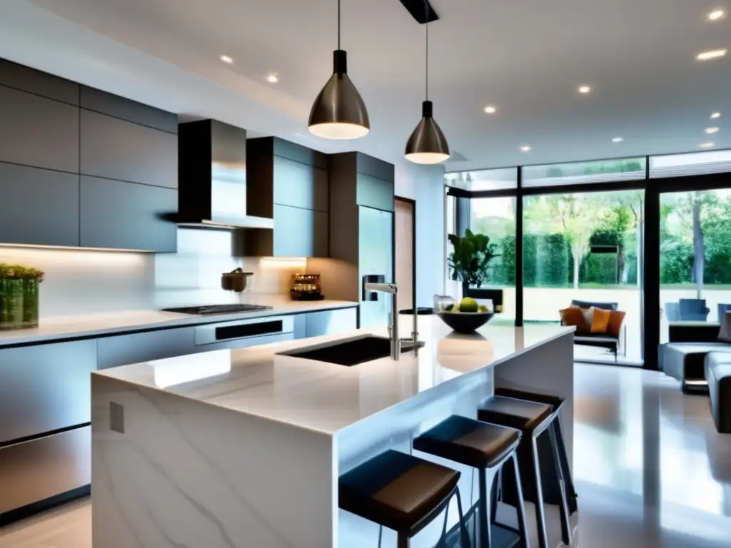 Cocina moderna y minimalista con vista al jardín Cocina moderna con diseño minimalista