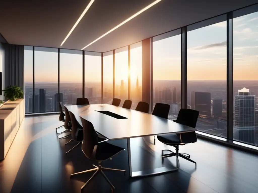Oficina moderna con vista panorámica de la ciudad Comparativa roboadvisors: Betterment vs Wealthfront, oficina moderna con vista panorámica y tecnología avanzada