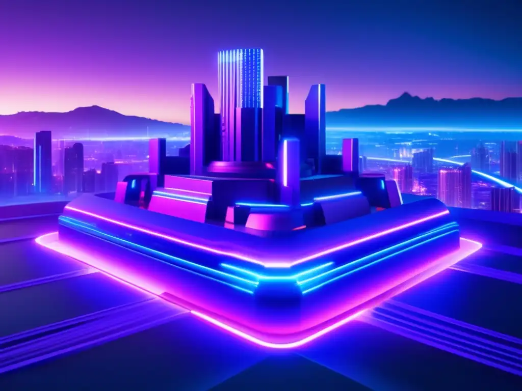 Futuroso fortaleza digital ultrade-tallada con seguridad avanzada Comparativa seguridad Kraken Bitstamp cripto: Fortaleza digital futurista, segura y tecnológica con colores vibrantes