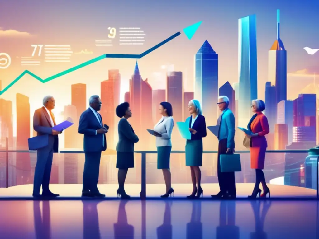 Plan de jubilación moderno con diversidad de personas Concepto de jubilación moderna con estrategias de inversión en ETFs para la jubilación