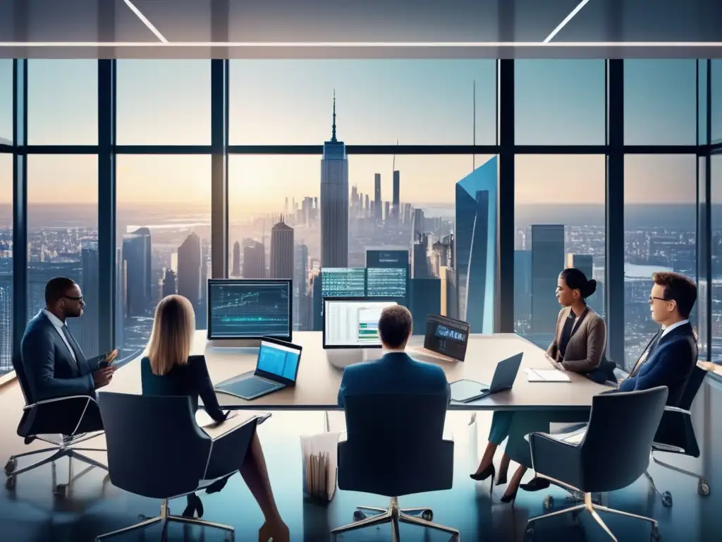 Oficina moderna con expertos en análisis financiero Compartiendo conocimientos sobre análisis fundamental en inversiones