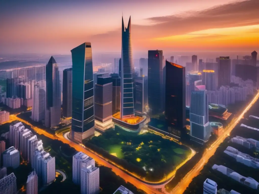 Impresionante ciudad moderna al atardecer Consejos para generar ingresos pasivos con bienes raíces en una moderna ciudad al atardecer