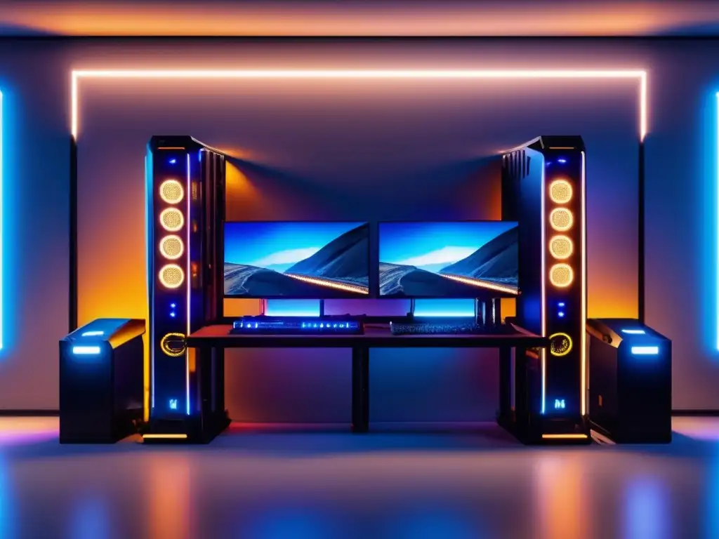 Mina de criptomonedas de diseño futurista Consejos para optimizar tu RIG de minería: Una imagen ultradetallada en 8K de un elegante y moderno RIG de minería en una habitación bien iluminada