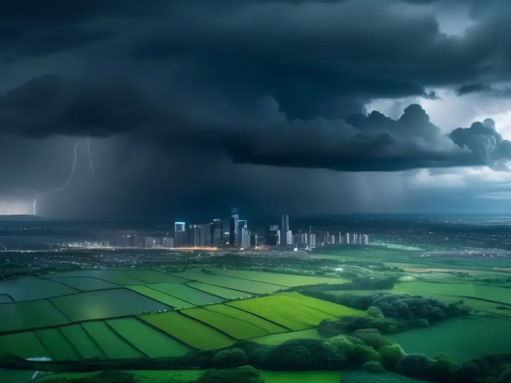 Contraste entre tormenta y prosperidad Contraste entre escena tormentosa y paisaje próspero: Estrategias de inversión en tiempos de crisis