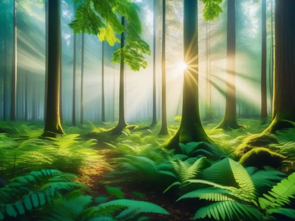 Bosque exuberante: belleza y sostenibilidad Crecimiento mercado bonos verdes: Imagen 8k muestra bosque exuberante y vibrante